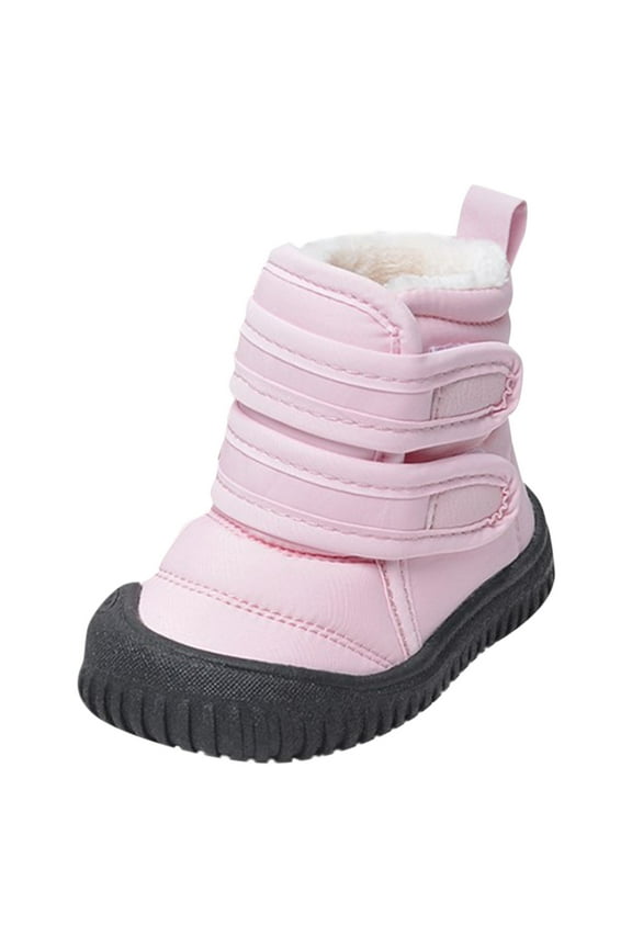 Hook Loop Low Cut Boots Waterproof Cloth Snow Boots Kids Winter Shoes Girls Boys Outdoor Boots Pink 12 Months-18 Months