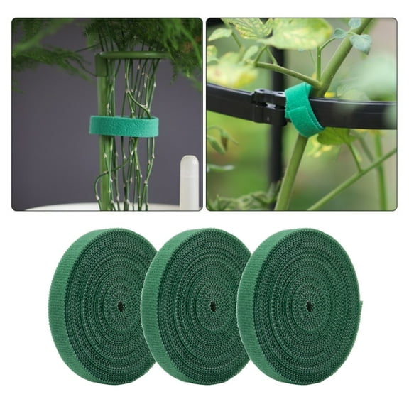 Hook and Loop Plant Ties Tape, 5-Pack Reusable Garden Ties, 10mm x 2 m Green Roll for Gardening, Reusable Adjustable Tree Strap for Supporting Vines, Tomatoes