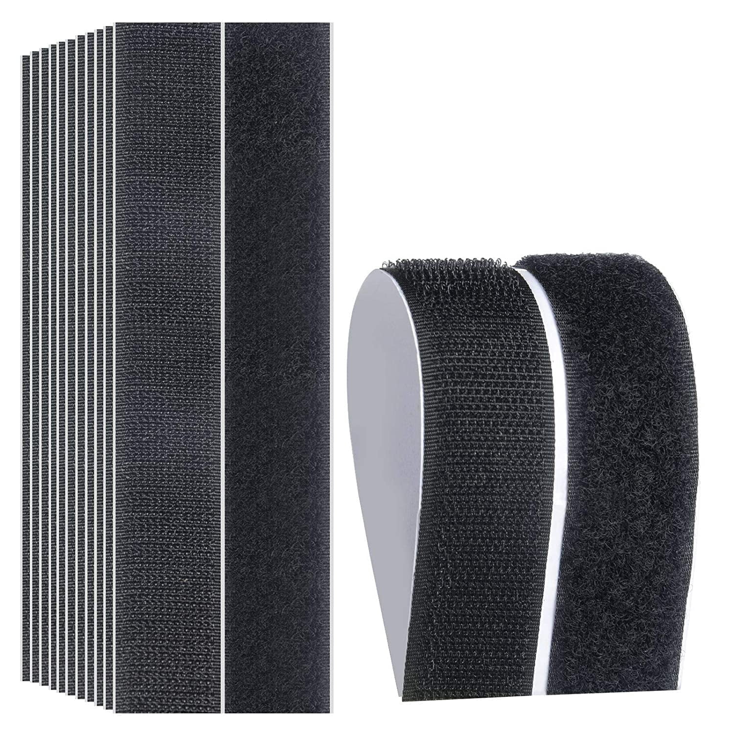 HuiJuMei, Hook and Loop Strips with Adhesive, 12 Pairs, 1x7 Inch ...