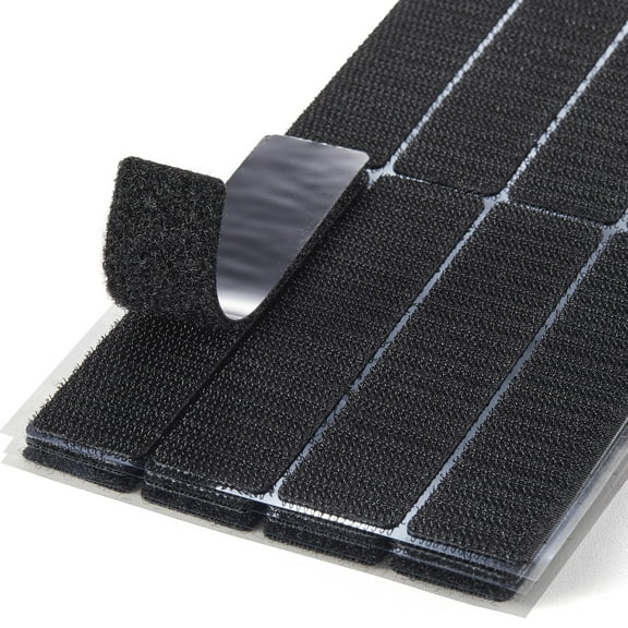 Hook and Loop Tape, 16 Sets Heavy Duty Double Sided Adhesive Strips, No Sew Fabric Tape for Clothing, Curtains, Costumes, Cushions, Hemming Pants, Organizing Remotes, Cables, Mounting Crafts, Black