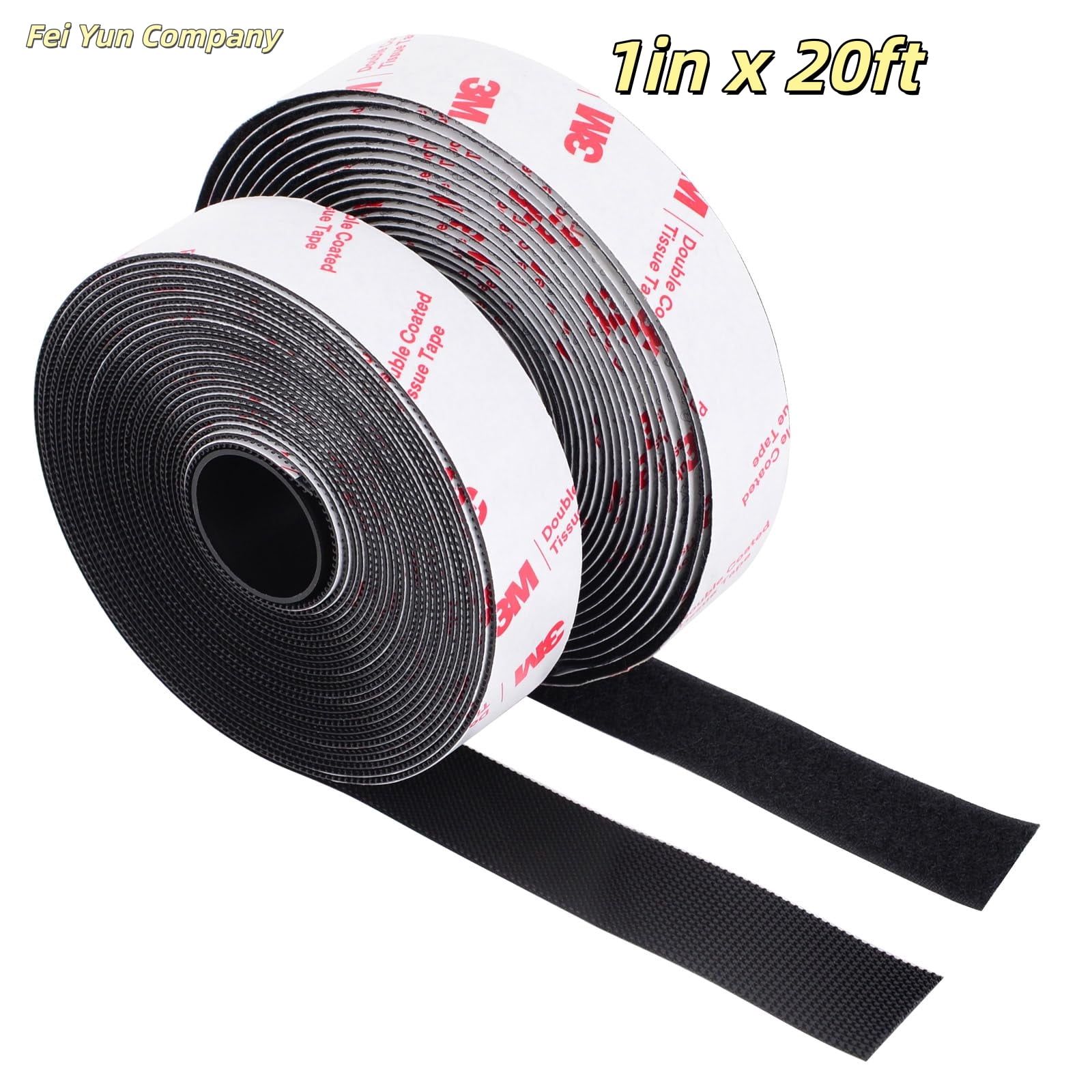Hook and Loop Tape 1in x 20ft, Heavy Duty Adhesion Strip, Self Adhesive ...