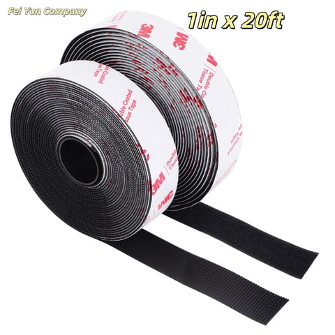 Hook and Loop Tape 1in x 20ft, Heavy Duty Adhesion Strip, Self Adhesive Interlocking Tape, Back Adhesive Mounting Strips, Reclosable Sticky Back Interlocking Nylon Picture Hanging Strips