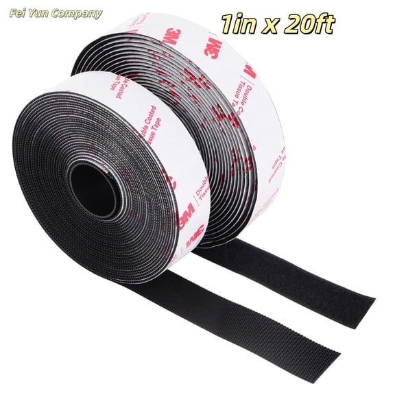Hook and Loop Tape 1in x 20ft, Heavy Duty Adhesion Strip, Self Adhesive Interlocking Tape, Back Adhesive Mounting Strips, Reclosable Sticky Back Interlocking Nylon Picture Hanging Strips