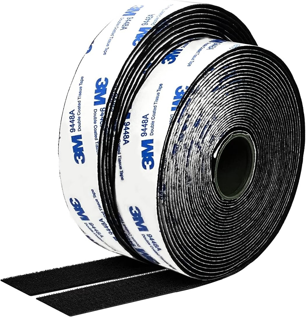 Hook and Loop Tape 1in x 20ft, Slef Adhesive Interlocking Strip, Mounting Heavy Duty Adhesion, Picture Hanging Strips Fastener, Double Sided Carpet & Rug Fixation