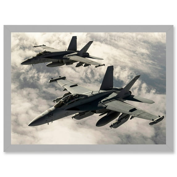 Hook Military US Airforce F-18 Hornet Jet Fighters Photo Artwork Framed Wall Art Print A4