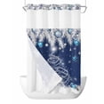 thumbnail image 1 of No Hook Navy Blue Christmas Shower Curtain with Snap in Liner Set, Snow Xmas Tree Balls Botanical Waterproof Fabric Bathroom Curtains with See Through Top Window, Hotel Style Small 36 x 72 Inch, 1 of 7