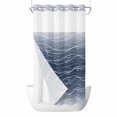 thumbnail image 1 of No Hook Navy Blue Ombre Shower Curtain with Snap in Liner Set, Modern Abstract Striped Polka Dots Waterproof Fabric Bathroom Curtains with See Through Top Window, Hotel Style Small 36 x 78 Inch, 1 of 9