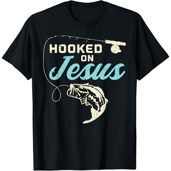 Hook On Jesus Bass Fishing Christian Religious God Gift T-Shirt