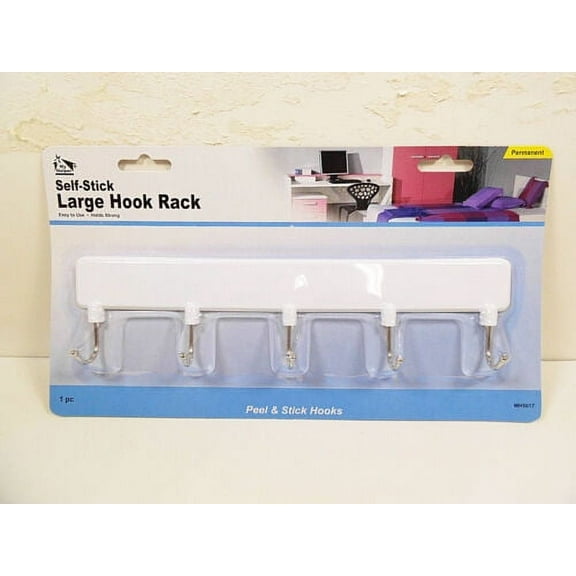 Hook Rack Self Stick Wall Door Mount 5 Hooks