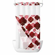 No Hook Red Geometric Moroccan Shower Curtain with Snap in Liner Set, Abstract Art Red Ombre Modern Waterproof Fabric Bathroom Curtains with See Through Top Window, Hotel Style Small 36 x 78 Inch