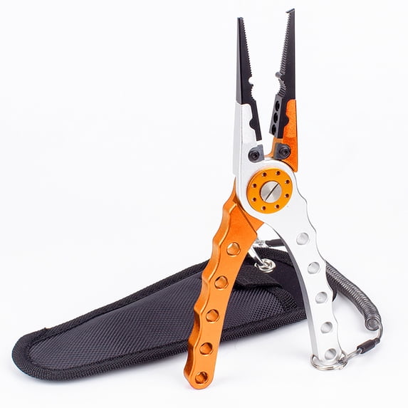 Hook Remover Tool Fishing 8-Inch Saltwater 420 Stainless-Steel with Comfortable Slip Rubber Handle, Braided Line Cutter and Crimper Fishing Pliers