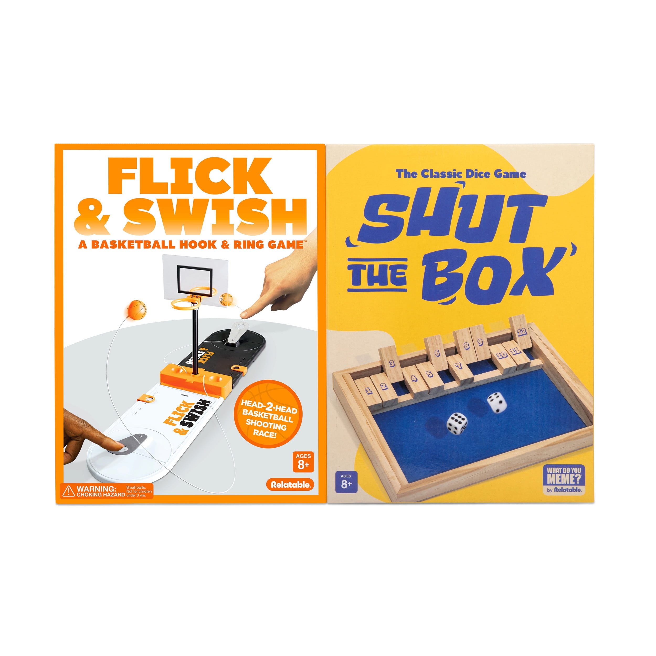 Flick & Swish Basketball + Shut The Box by What Do You Meme? Fun Strategy Games for Kids Stocking Stuffers, Ages 8+