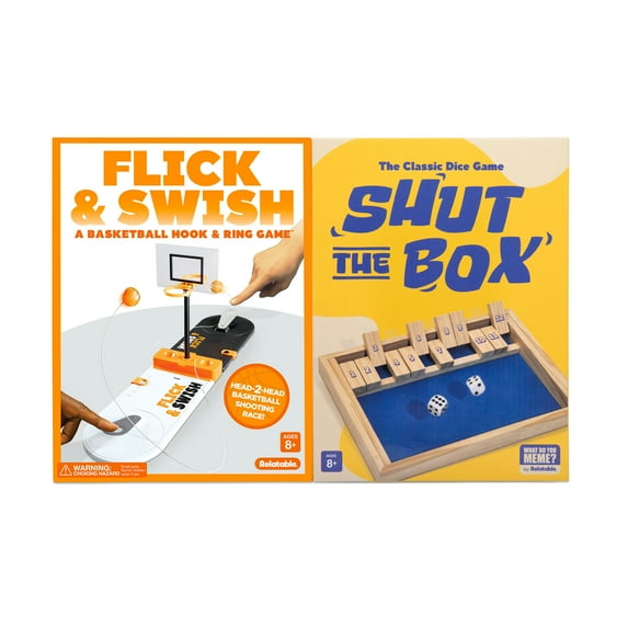 Flick & Swish Basketball + Shut The Box by What Do You Meme? – Fun Strategy Games for Kids Stocking Stuffers, Ages 8+