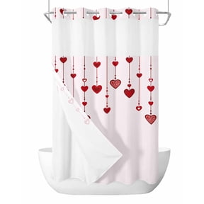 No Hook Saint Love, Shower Curtain with Snap in Liner Set, Saint Happy Valentine's Day Romantic Heart Waterproof Fabric Bathroom Curtains with See Through Top Window, Hotel Style Small 36 x 72 Inch