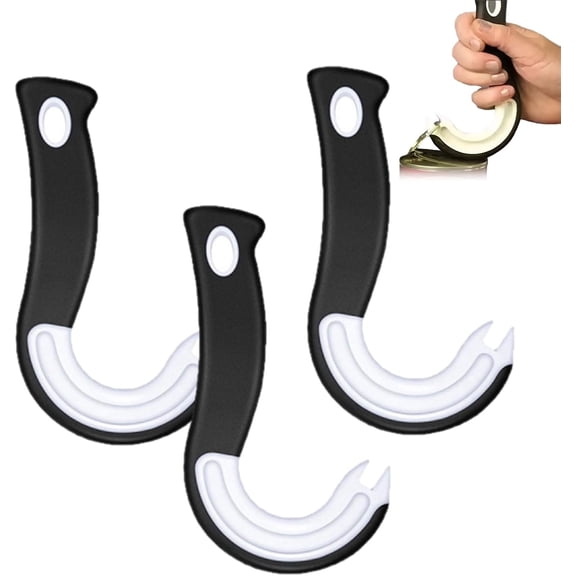 Hook Shaped Can Opener, Easy Grip Ring-Pull Helper Tool, 3PCS Manual Pop Opener for Cans