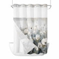 thumbnail image 1 of No Hook Shower Curtain, Abstract Flowers Long Bathtub Curtains with Snap in Liner, Farmhouse Oil Painting Floral Herbs Waterproof Washable Fabric Shower Curtain Set, 72"W x 84"L, 1 of 9