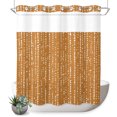 thumbnail image 1 of No Hook Shower Curtain, Abstract Polka Dot Shower Curtains for Bathroom with See Through Top Window, Geometric Dotted Stripes Retro Ginger Waterproof & Washable Bath Curtain Standard 72"x72", 1 of 9