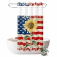 thumbnail image 1 of No Hook Shower Curtain, American Flag Shower Curtains for Bathroom with See Through Top Window, Sunflower Vintage USA Flag Waterproof & Washable Bath Curtain Stand Up Stall 36"x72", 1 of 9
