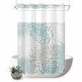 thumbnail image 1 of No Hook Shower Curtain, Aqua White Shower Curtains for Bathroom with See Through Top Window, Abstract Grey Chrysanthemum Flower Floral Waterproof & Washable Bath Curtain 60"x72", 1 of 9