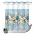 thumbnail image 1 of No Hook Shower Curtain, Beach Coastal Blue Shower Curtains for Bathroom with See Through Top Window, Nautical Shell Starfish Coral Summer Waterproof & Washable Bath Curtain Long 72"x78", 1 of 9