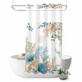 thumbnail image 1 of No Hook Shower Curtain, Beach Coastal Shower Curtains for Bathroom with See Through Top Window, Summer Nautical Coral Shell Botanical Waterproof & Washable Bath Curtain Narrow 54"x78", 1 of 9