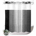 thumbnail image 1 of No Hook Shower Curtain, Black Gray Ombre Shower Curtains for Bathroom with See Through Top Window, Vintage Country Wooden Waterproof & Washable Bath Curtain 66"x72", 1 of 9