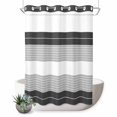 thumbnail image 1 of No Hook Shower Curtain, Black Grey Stripe Shower Curtains for Bathroom with See Through Top Window, Modern Art Horizontal Striped Waterproof & Washable Bath Curtain Extra Long 72"x96", 1 of 9