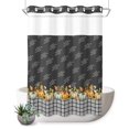 thumbnail image 1 of No Hook Shower Curtain, Black Plaid Pumpkins Fall Shower Curtains for Bathroom with See Through Top Window, Thanksgiving Botanical Farmhouse Waterproof & Washable Bath Curtain Stall 48"x72", 1 of 9