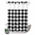 thumbnail image 1 of No Hook Shower Curtain, Black White Plaid Shower Curtains for Bathroom with See Through Top Window, Gradient Geometric Buffalo Checkered Waterproof & Washable Bath Curtain Stall 48"x72", 1 of 9