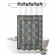 thumbnail image 1 of No Hook Shower Curtain, Blue Boho Shower Curtains for Bathroom with See Through Top Window, Vintage Ethnic Tribe Abstract Art Floral Waterproof & Washable Bath Curtain Narrow 54"x78", 1 of 9