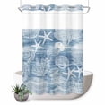 thumbnail image 1 of No Hook Shower Curtain, Blue Coastal Shower Curtains for Bathroom with See Through Top Window, Nautical Starfish Coral Jellyfish Shell Sea Waterproof & Washable Bath Curtain 60"x72", 1 of 9