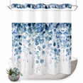 thumbnail image 1 of No Hook Shower Curtain, Blue Eucalyptus Leaves Shower Curtains for Bathroom with See Through Top Window, Summer Botanical Weeping Waterproof & Washable Bath Curtain Long 72"x78", 1 of 9