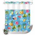 thumbnail image 1 of No Hook Shower Curtain, Blue Flamingos Shower Curtains for Bathroom with See Through Top Window, Tropical Summer Botanical Fruits Waterproof & Washable Bath Curtain Long 72"x78", 1 of 9
