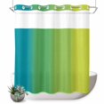 thumbnail image 1 of No Hook Shower Curtain, Blue Green Ombre Shower Curtains for Bathroom with See Through Top Window, Vertical Striped Abstract Art Waterproof & Washable Bath Curtain Long 72"x78", 1 of 9