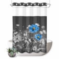 thumbnail image 1 of No Hook Shower Curtain, Blue Grey Daisy Shower Curtains for Bathroom with See Through Top Window, Farmhouse Flowers Abstract Country Waterproof & Washable Bath Curtain Extra Long 72"x96", 1 of 9
