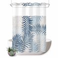thumbnail image 1 of No Hook Shower Curtain, Blue Grey Palm Leaves Shower Curtains for Bathroom with See Through Top Window, Summer Botanical Tropical Leaf Waterproof & Washable Bath Curtain Stall 48"x72", 1 of 9