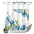 thumbnail image 1 of No Hook Shower Curtain, Blue Hydrangea Shower Curtains for Bathroom with See Through Top Window, Farmhouse Butterfly Spring Floral Waterproof & Washable Bath Curtain Standard 72"x72", 1 of 9