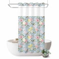 thumbnail image 1 of No Hook Shower Curtain, Blue Spring Floral Shower Curtains for Bathroom with See Through Top Window, Elegant Farmhouse Flowers Birds Watercolor Waterproof & Washable Bath Curtain Narrow 54"x78", 1 of 9