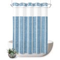 thumbnail image 1 of No Hook Shower Curtain, Blue Striped Shower Curtains for Bathroom with See Through Top Window, Retro Farmhouse Simple Lines Art Waterproof & Washable Bath Curtain 60"x72", 1 of 9