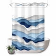 thumbnail image 1 of No Hook Shower Curtain, Blue White Ombre Shower Curtains for Bathroom with See Through Top Window, Modern Geometric Moire Abstract Art Waterproof & Washable Bath Curtain Stall 48"x72", 1 of 9