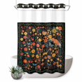 thumbnail image 1 of No Hook Shower Curtain, Boho Black Flowers Shower Curtains for Bathroom with See Through Top Window, Spring Abstract Watercolor Floral Leaf Waterproof & Washable Bath Curtain Stall 48"x72", 1 of 9
