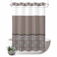 thumbnail image 1 of No Hook Shower Curtain, Boho Brown Flower Shower Curtains for Bathroom with See Through Top Window, Abstract Bohemia Pesley Floral Waterproof & Washable Bath Curtain 60"x72", 1 of 9