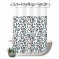 thumbnail image 1 of No Hook Shower Curtain, Boho Leaf Shower Curtains for Bathroom with See Through Top Window, Teal Green Spring Farmhouse Pastoral Tribal Waterproof & Washable Bath Curtain Extra Long 72"x84", 1 of 9
