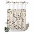 thumbnail image 1 of No Hook Shower Curtain, Brown Beige Botanical Shower Curtains for Bathroom with See Through Top Window, Rustic Country Spring Floral Summer Leaf Waterproof & Washable Bath Curtain 60"x72", 1 of 9