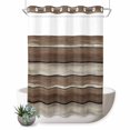 thumbnail image 1 of No Hook Shower Curtain, Brown Beige Wooden Shower Curtains for Bathroom with See Through Top Window, Vintage Farmhouse Retro Art Waterproof & Washable Bath Curtain Extra Long 72"x84", 1 of 9