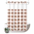 thumbnail image 1 of No Hook Shower Curtain, Brown Checkered Shower Curtains for Bathroom with See Through Top Window, Farmhouse Buffalo Plaid Waterproof & Washable Bath Curtain 60"x72", 1 of 9