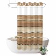 thumbnail image 1 of No Hook Shower Curtain, Brown Khaki Wooden Shower Curtains for Bathroom with See Through Top Window, Vintage Farmhouse Retro Art Waterproof & Washable Bath Curtain Small Stall 36"x78", 1 of 9
