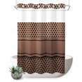 thumbnail image 1 of No Hook Shower Curtain, Brown Metal Hole Shower Curtains for Bathroom with See Through Top Window, Copper Net Eye Hole Pattern Waterproof & Washable Bath Curtain 60"x72", 1 of 9