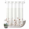 thumbnail image 1 of No Hook Shower Curtain, Brown Red Spring Floral Shower Curtains for Bathroom with See Through Top Window, Botanical Summer Flowers Elegant Waterproof & Washable Bath Curtain Stall 48"x72", 1 of 9