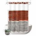thumbnail image 1 of No Hook Shower Curtain, Brown Striped Shower Curtains for Bathroom with See Through Top Window, Farmhouse Stripes Modern Abstract Art Waterproof & Washable Bath Curtain Stall 48"x72", 1 of 9